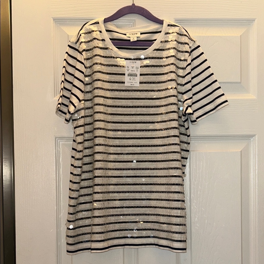 J. Crew Striped Sequin T-Shirt
